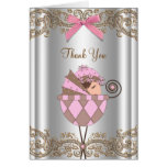 Pink and Brown Baby Shower Thank You Cards