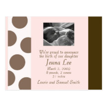 Pink and Brown Dots Postcard (Customisable)