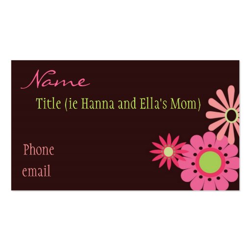 Pink and Brown Flowers Mummy Card Business Card Templates