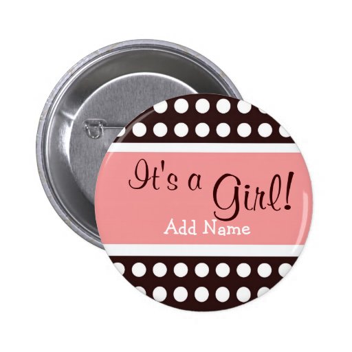Pink and Brown "It's a Girl" button