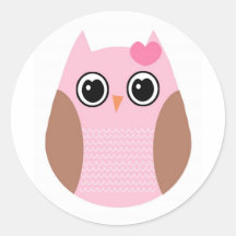 Pink and Brown Owl Stickers