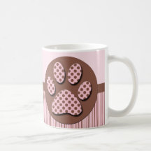 Pink and Brown Paw Print Mug