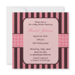 Pink and Brown Stripe Baby Shower Invitation invitations