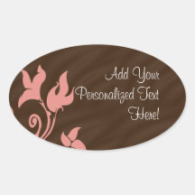 Pink and Brown Swirl Oval Sticker