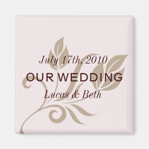 Pink and Brown Wedding Magnet