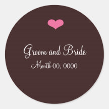 Pink and Brown Wedding Sticker