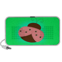 Pink and Chocolate Ladybug Portable Speakers