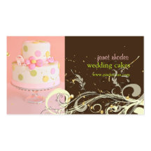 Pink and Chocolate wedding cake business cards