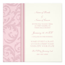Pink and Cream Swirl Engagement Party Invitations