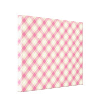 pink and ecru cream gingham plaid canvas prints
