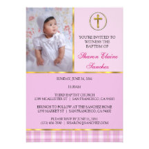 Pink and Gold Baptism/Christening Invitation
