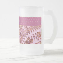 Pink And Gold Lace Coffee Mugs