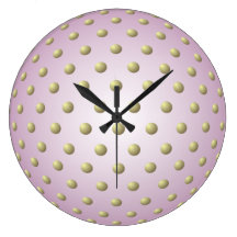 Pink and Gold Polka Dot Wall Clock