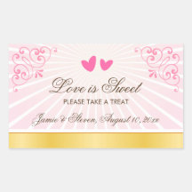 Pink and gold romantic hearts candy buffet wedding sticker