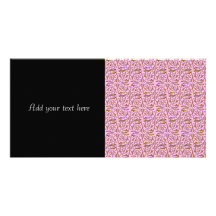 Pink and Gold Swirly Vine Pattern Photo Greeting Card