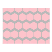 Pink and Gray, Retro Geometric Zigzag Pattern. Postcard