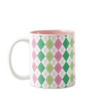 Pink and Green Argyle Mug mugs