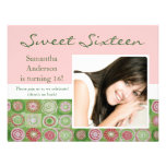 Pink and Green Artsy Sweet Sixteen Invitation