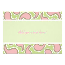 Pink and Green Dotted Paisley Invitation