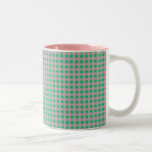 Pink and Green Gingham Mug