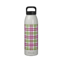 Pink and Green Tartan Drinking Bottles