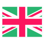 Pink and Green Union Jack Flag Post Card