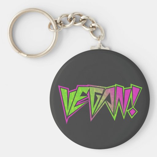 Pink and Green Vegan Keychain