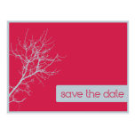 Pink and Grey Autumn Branches Save the Date Postcard