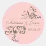 Pink and Grey Flourish Monogram Sticker