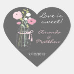 Pink and Grey Mason Jar Wedding Favor Stickers