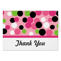 Pink and Lime Polka Dot Thank You Card