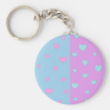 Pink and Lite Blue with Hearts Keychains