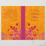 Pink and Orange Abstract Floral Wedding Program Flyer Design