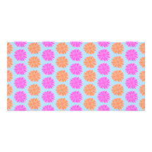 Pink and Orange Floral Pattern on Light Blue. Photo Cards