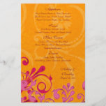 Pink and Orange Floral Wedding Menu Card Personalized Flyer