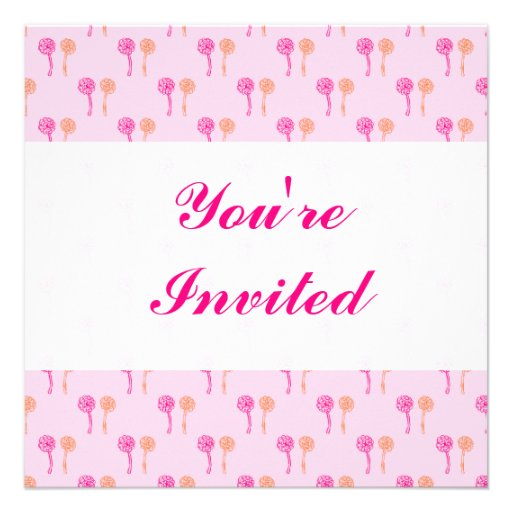 Pink and Orange Flower Pattern. Personalized Invites