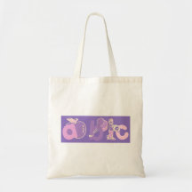 Pink and Purple ABC Alphabet Logo for Girls Tote Bags