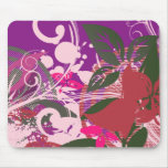 Pink and Purple Abstract Plants Mousemat