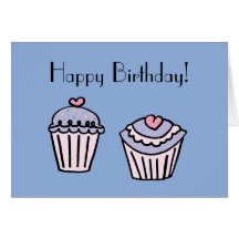 Pink and Purple Cupcakes Birthday Card