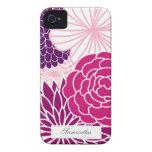 Pink and Purple Mod Floral iPhone 4 Cases