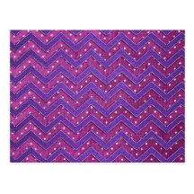 Pink and Purple Polka Dot Zig Zag Postcards