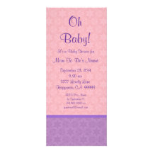 Pink and Purple Stars Girl Baby Shower B610 Custom Invitations