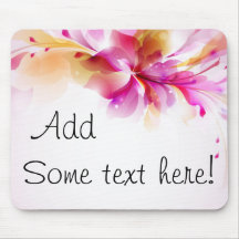 Pink and purple tropical flower with golden leaves mousepads