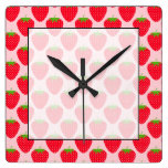 Pink and Red Strawberry Pattern. Wallclock