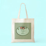 Pink and Sage Floral Wedding Favour Tote bags