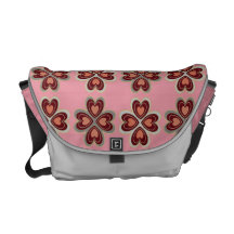 PINK AND SILVER HEART PATTERN COURIER BAG