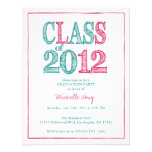Pink and Teal Blue Markers Class of 2012 Custom Announcement
