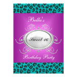 Pink and Teal Leopard Sweet 16 Invitation