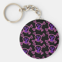 Pink and Violet Skull and Crossbones Keychains