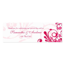 Pink and White Abstract Floral Favour Tags Business Card